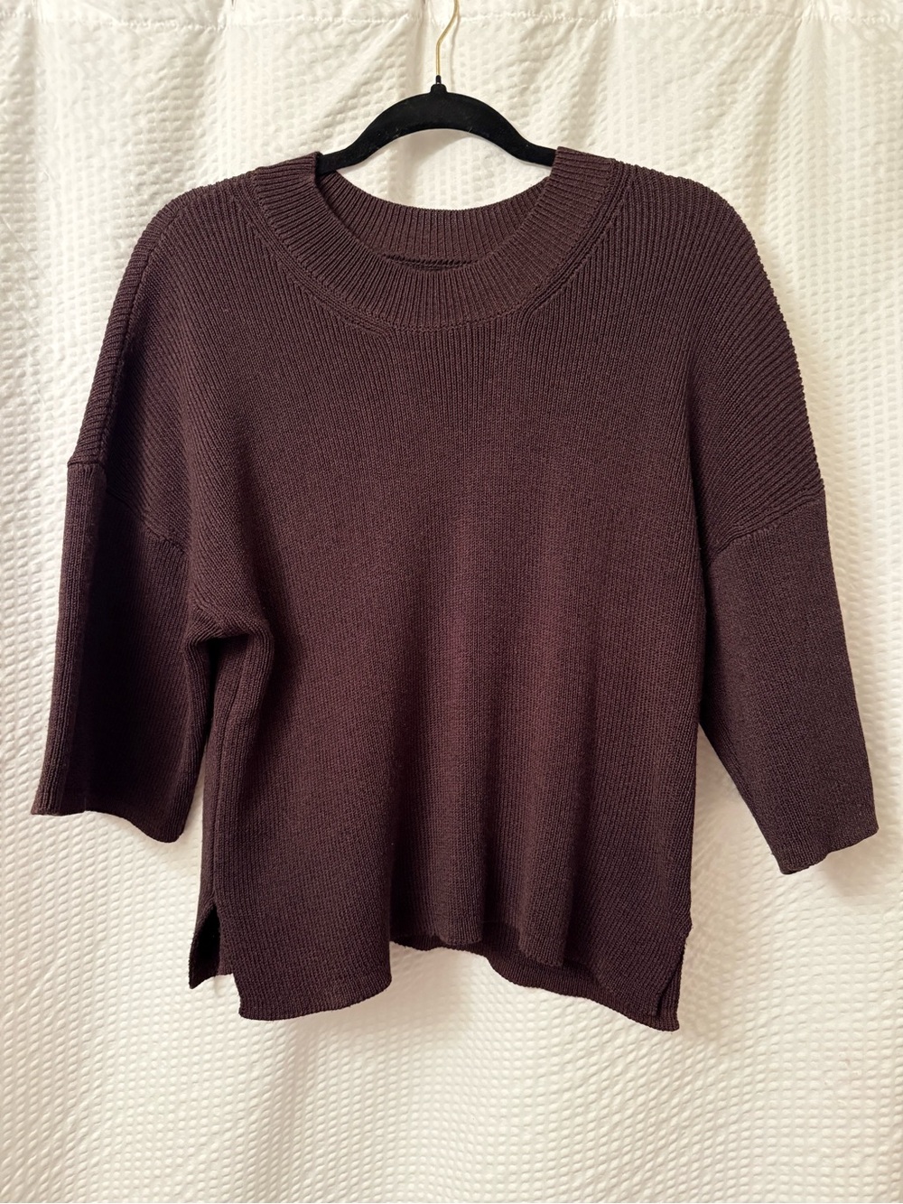 Massimo Dutti Knit Sweater Top Sz M Nordstrom Brown Boxy Half Sleeve